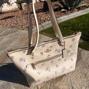 Coach White Floral Tote